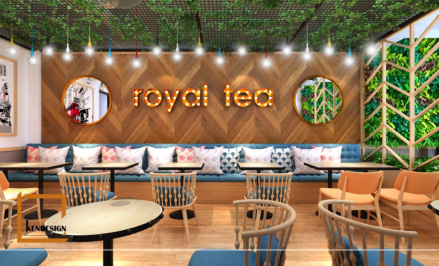 thiết kế quán trà sữa royal tea 66 thụy khuê tầng 4 đẹp